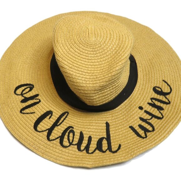 C.C Exclusives Cloud Nine Embroidered Raffia Sun Hat Paper Vacation Beach - Picture 1 of 8